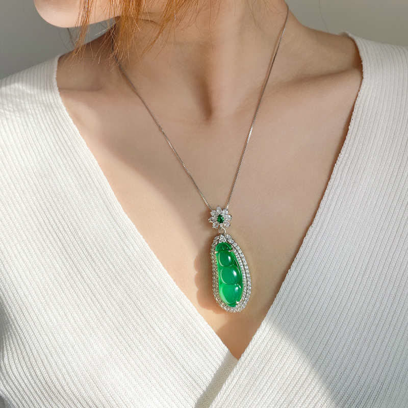 Cyan Jade Luck Necklace Pendant for Success & Healing