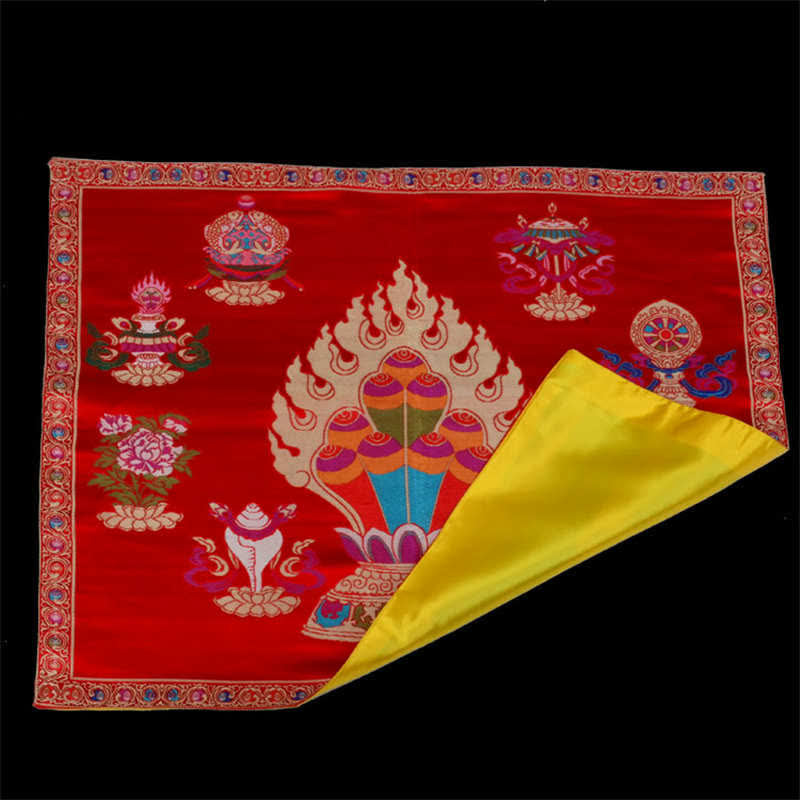 48cm x 68cm Prayer Altar Mat with 8 Auspicious Symbols for Healing Meditation