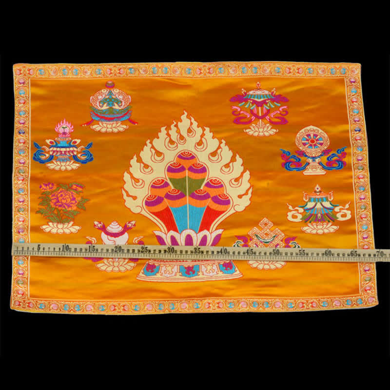48cm x 68cm Prayer Altar Mat with 8 Auspicious Symbols for Healing Meditation