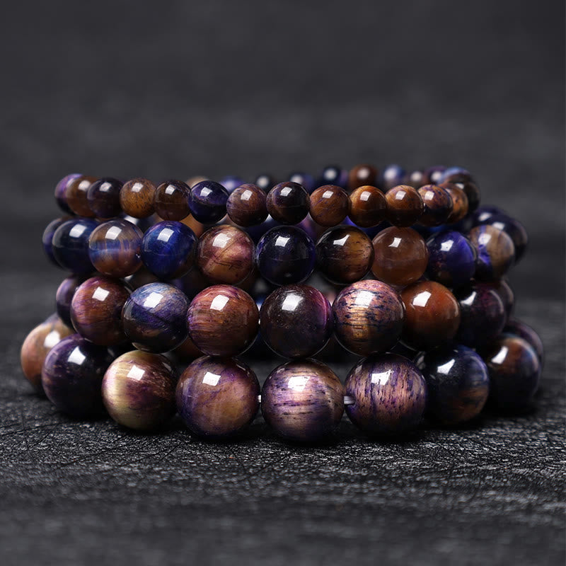 8mm Purple Tiger Eye Protection Bracelet for Strength
