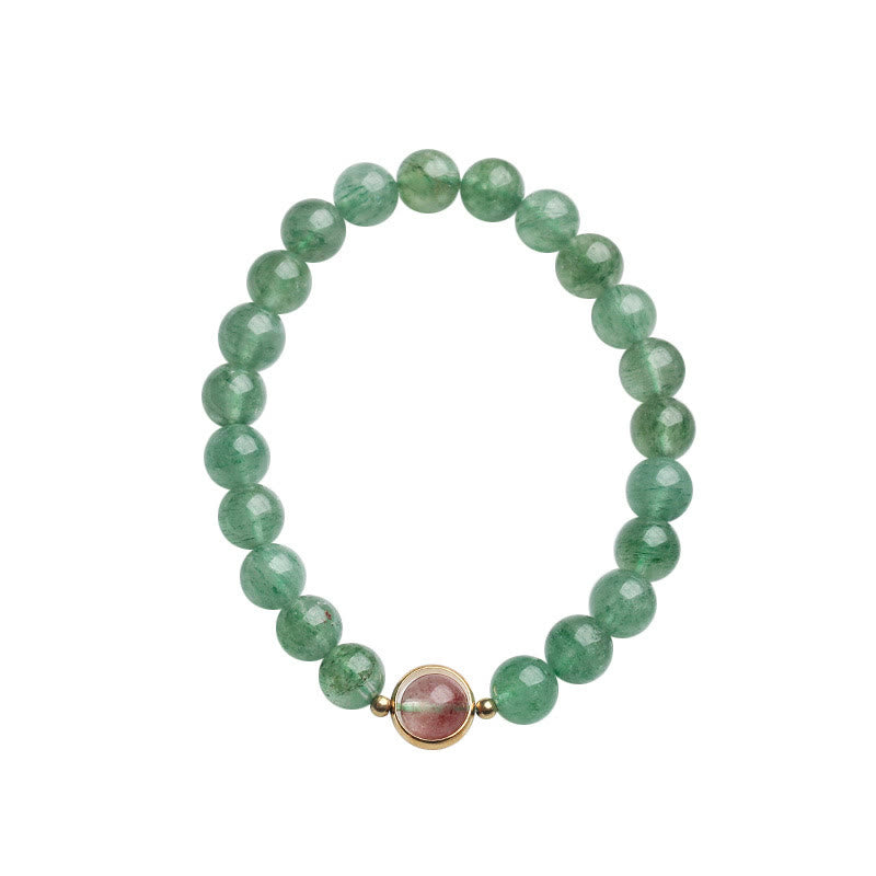 7.5mm Green Strawberry Quartz Soothing Beaded Bracelet