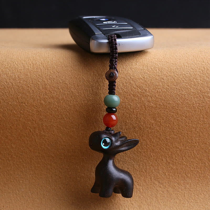 Sandalwood Wood 35mm Mini Deer Protection Key Chain