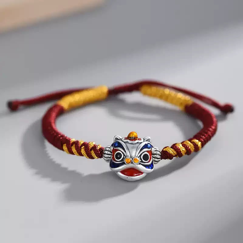 Handmade Dancing Lion Red String Bracelet for Protection