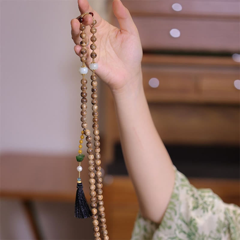 Natural Agarwood Amber Jade Bracelet for Balance & Protection