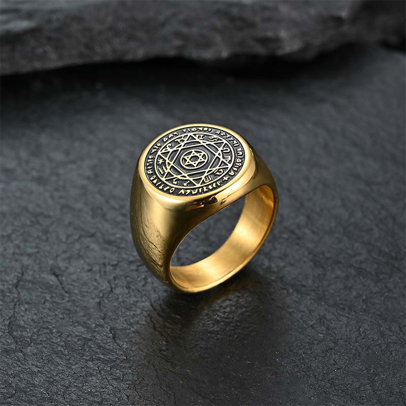 Titanium Steel Star of David Zodiac Protection Ring