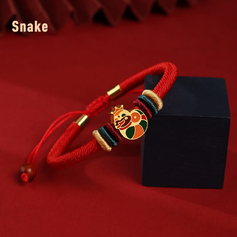 925 Sterling Silver Chinese Zodiac Red Bracelet for Luck