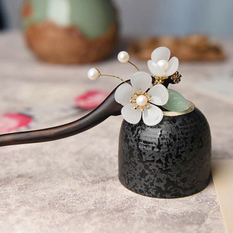 Ebony Protection Hairpin | Chinese Flower Blessing Decoration