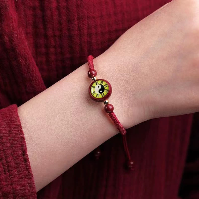 Cinnabar Red String Yin Yang Bracelet for Luck & Balance