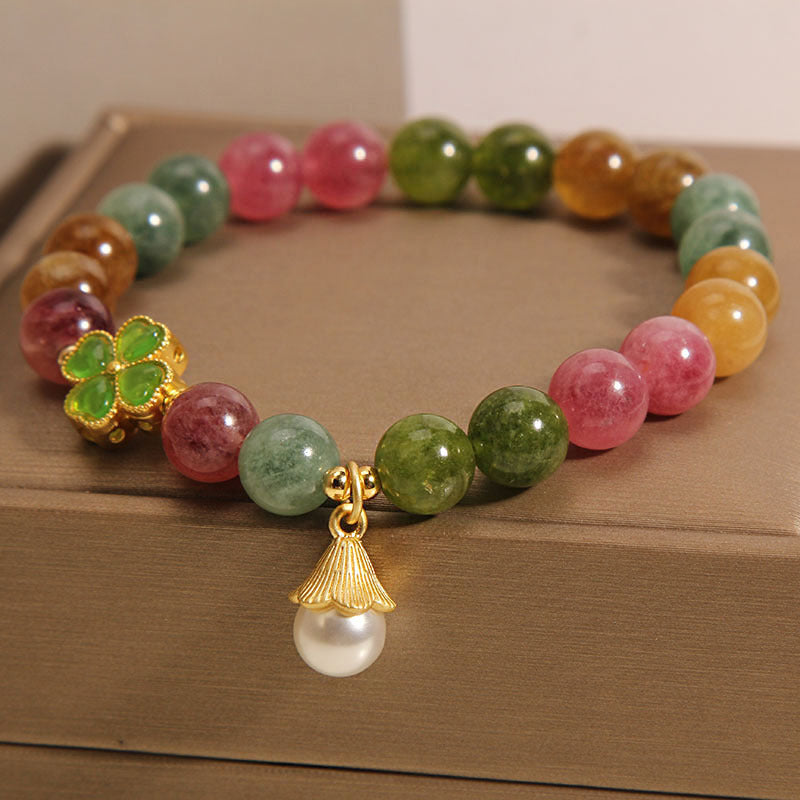 Tourmaline Four Leaf Clover Wisdom Bracelet