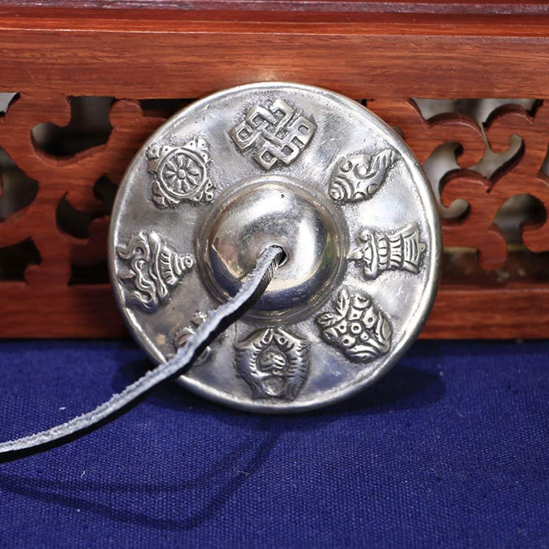 Six True Words White Copper Tingsha Bell for Meditation