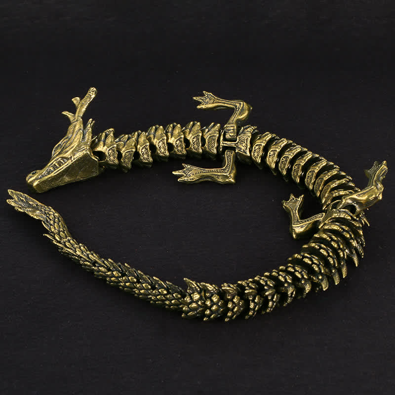 Brass Copper Dragon Statue, Symbol of Luck & Protection