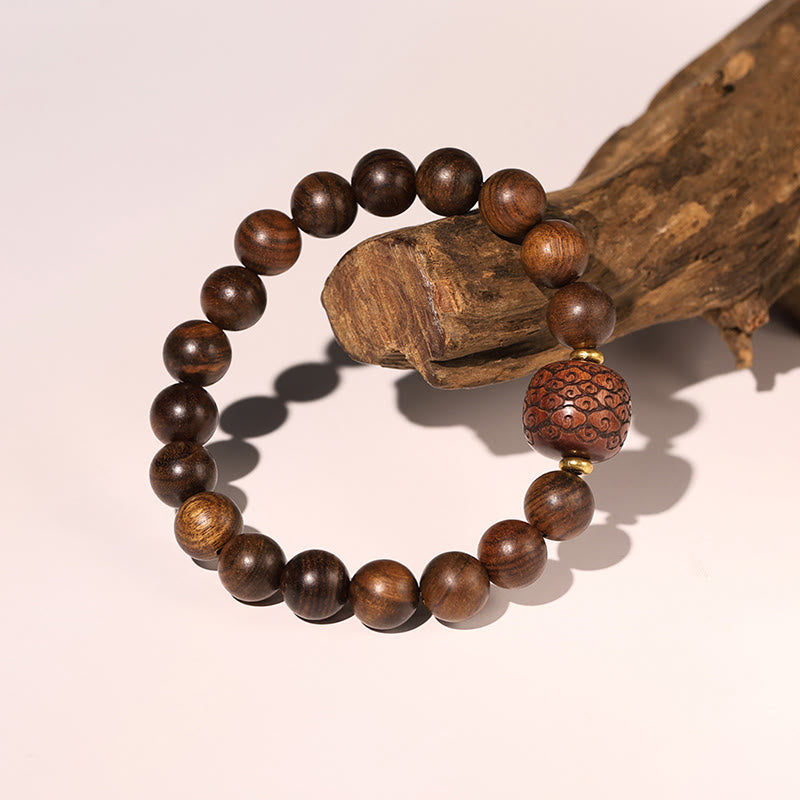Rosewood Spiritual Bracelet with Fu Character | Warmth & Luck