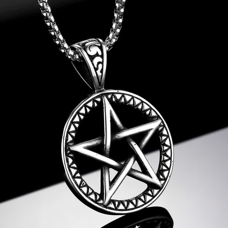 Pentagram Titanium Steel Balance Necklace for Spiritual Calming