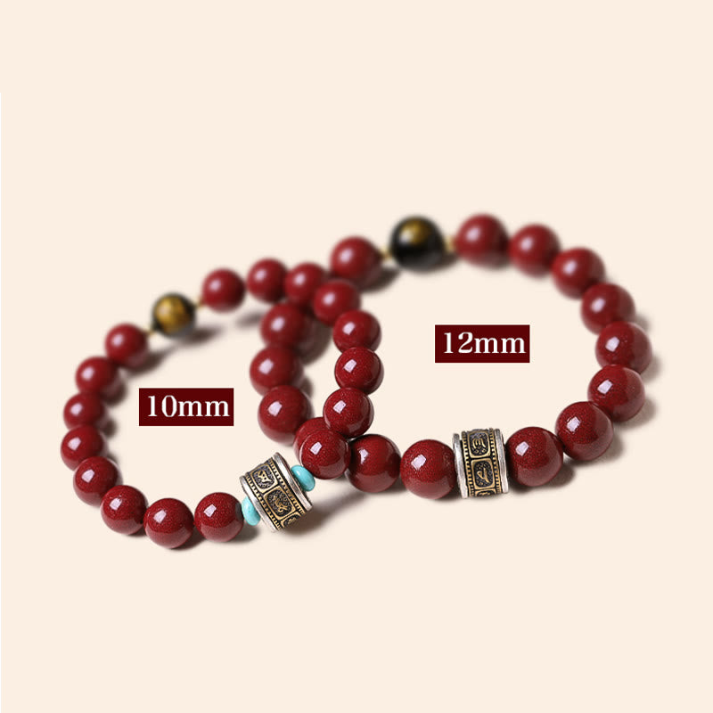 10mm Chinese Zodiac Cinnabar Silver Calm Bracelet