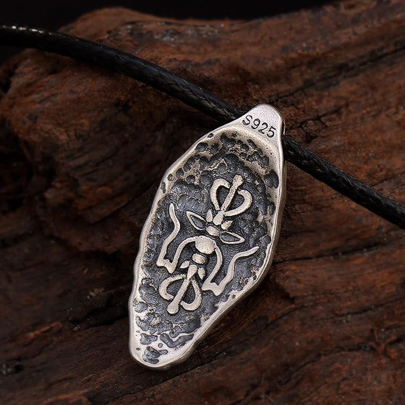 Sterling Silver Om Mani Padme Hum Necklace for Strength & Peace