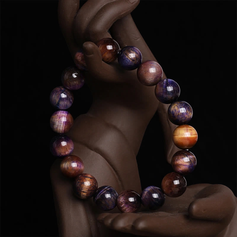 8mm Purple Tiger Eye Protection Bracelet for Strength