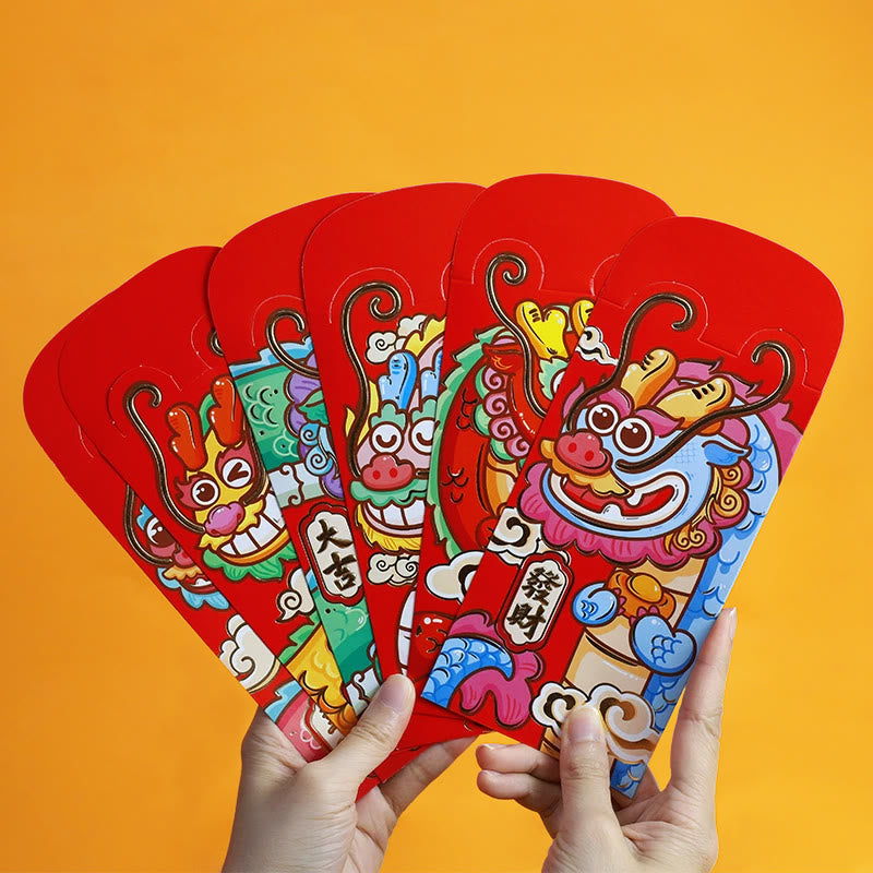 6Pcs Chinese Red Envelope Year of the Dragon 2024