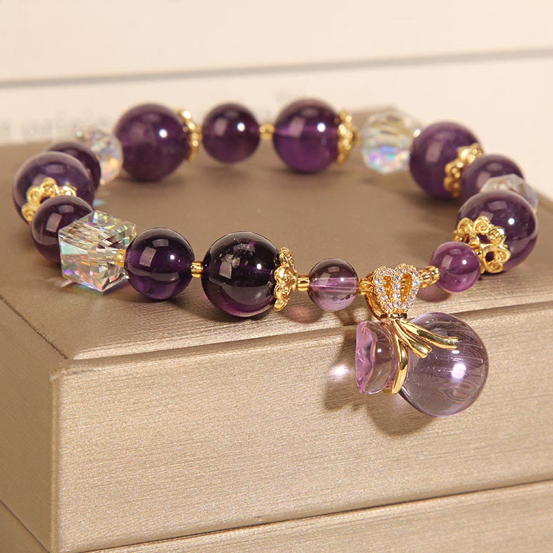 Natural Amethyst Crystal Bracelet for Healing and Balance
