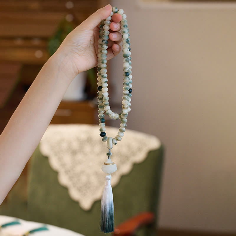 Natural 108 Bodhi Seed Mala Bracelet for Wisdom & Meditation