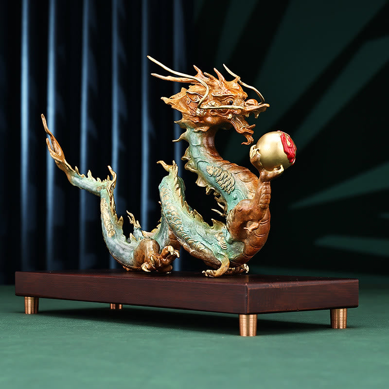 Brass Dragon Office Decoration | Feng Shui Luck Success 31cm