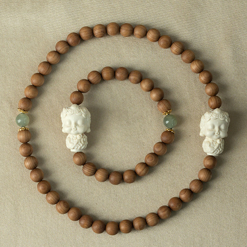 Sandalwood Hetian Jade Protection Bracelet 8mm Beads