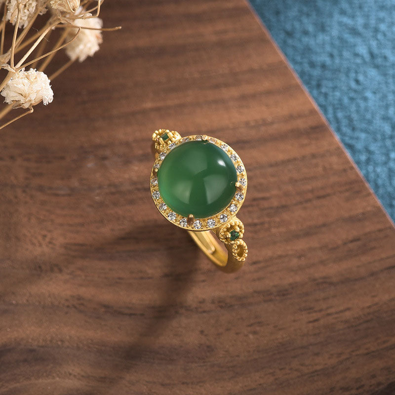 10mm Green Jade Fortune Ring | Unisex Jade Ring
