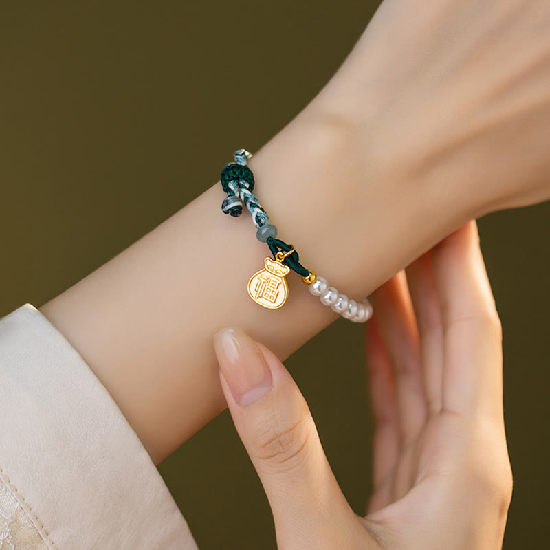 Sterling Silver Fu Pearl & Hetian Jade Wisdom Bracelet