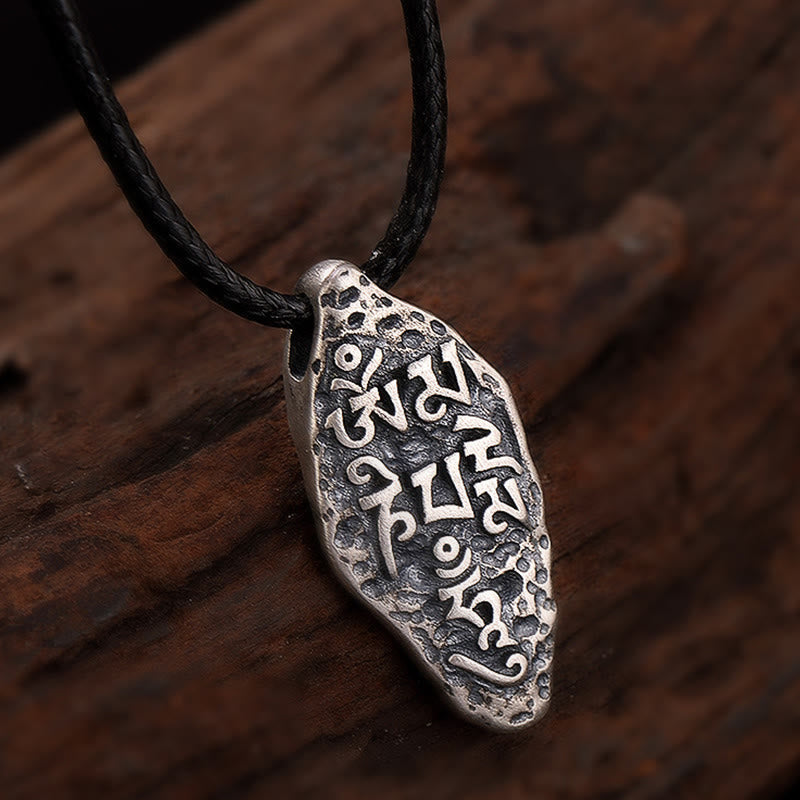 Sterling Silver Om Mani Padme Hum Necklace for Strength & Peace