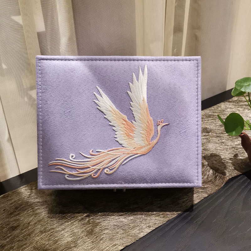 Two-Layer Purple Phoenix Flannel Jewelry Box Organizer