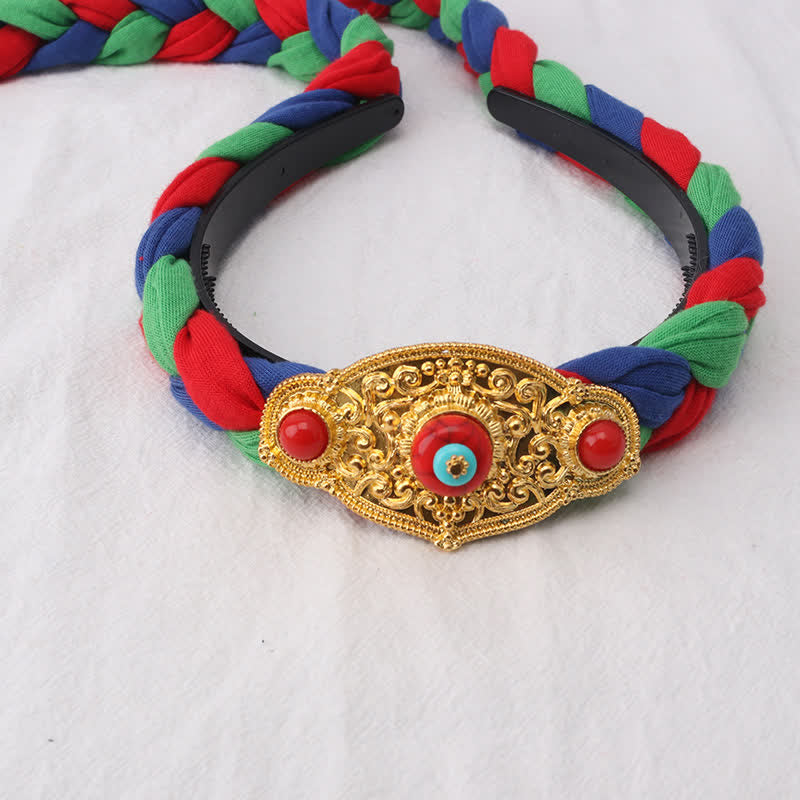 Copper Spiritual Hair Accessories with Colorful Tibetan Tassel Beads