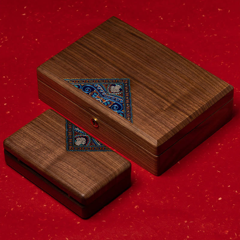 Vintage Handmade Black Walnut Wood Jewelry Storage Box