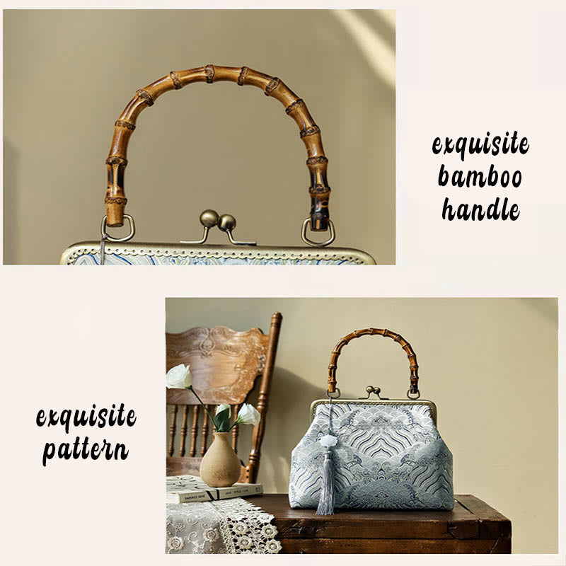 Silver Lines Bamboo Handle Crossbody Bag 26cm