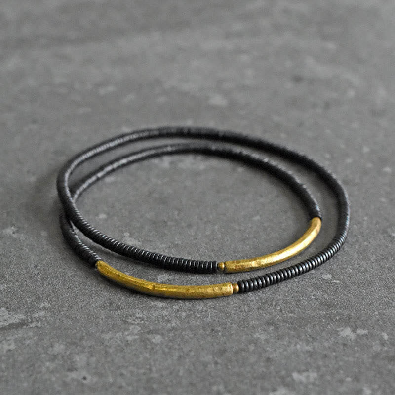 Ebony Wood Copper Multilayered Bracelet for Balance and Calm
