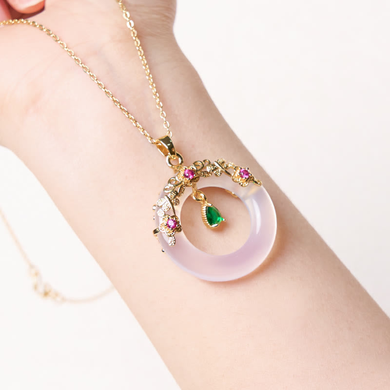 Green Chalcedony Peace Buckle Strength Necklace