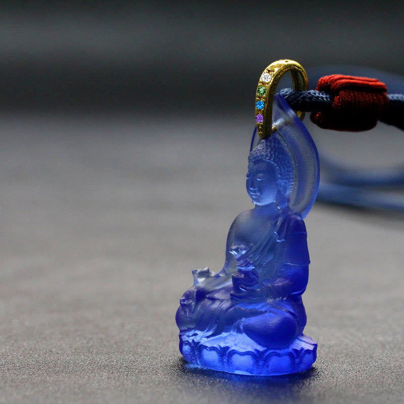 Liuli Crystal Buddha Necklace | Medicine Buddha Amulet | Healing