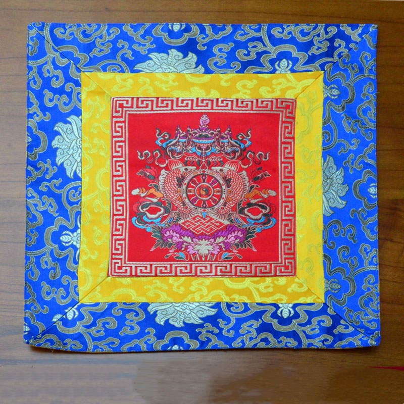 Meditation Prayer Altar Mat with Vajra and Auspicious Symbols