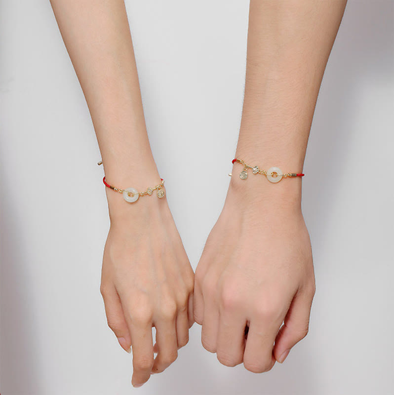 Hetian Jade 18K Gold Peace Buckle Luck Bracelet Classic