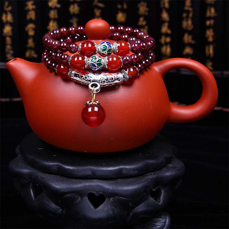 6mm Natural Garnet Red Agate Healing Bracelet for Protection