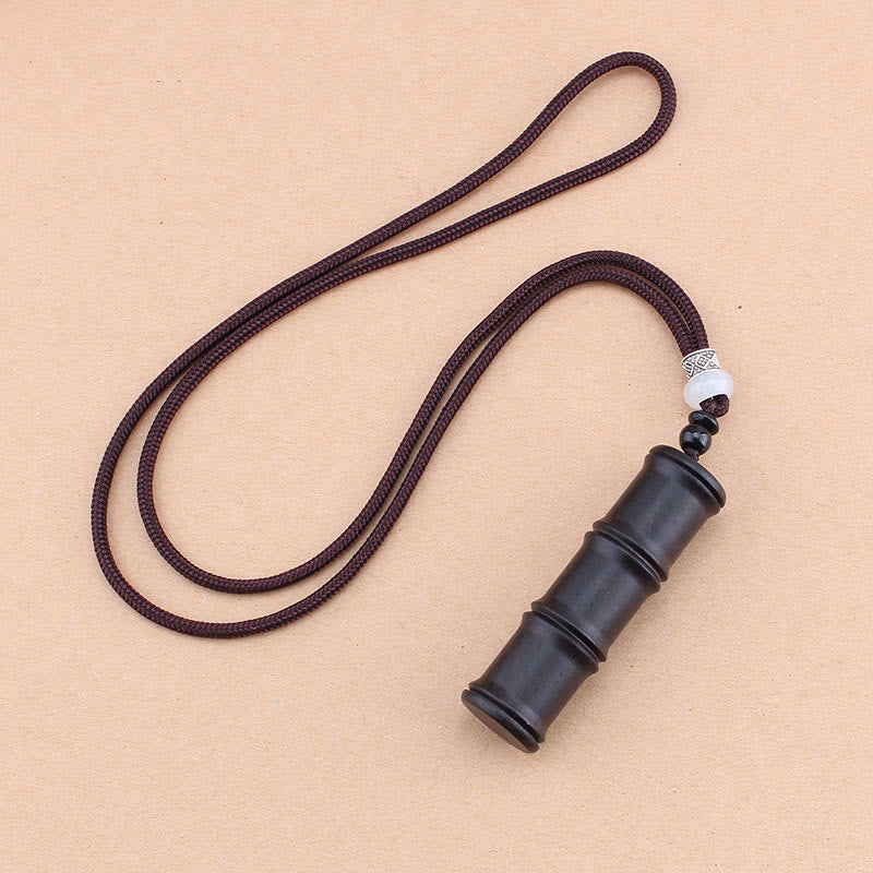 Ebony Wood Spiritual Necklace with Bamboo Ghau Prayer Box