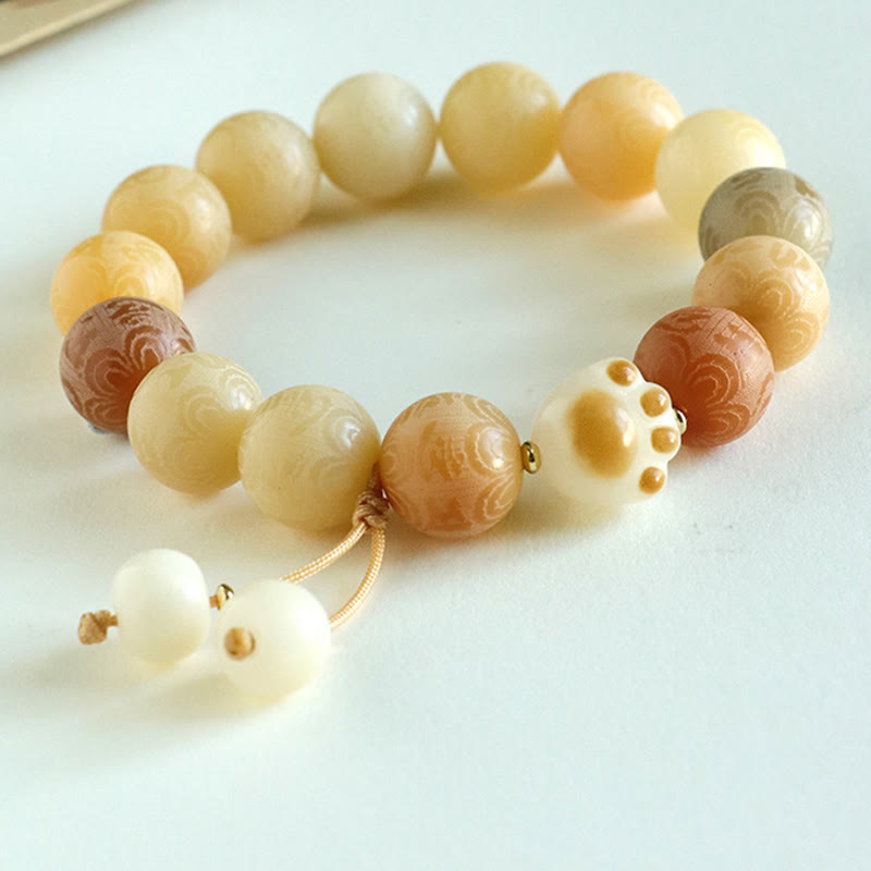 Om Mani Padme Hum Bodhi Seed Carved Bracelet 12mm Beads