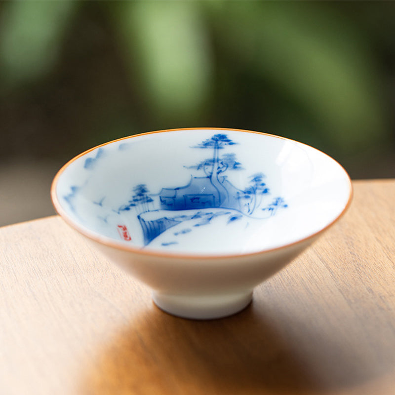 Mandala Koi Fish Lotus Ceramic Tea Cup 50ml Harmony
