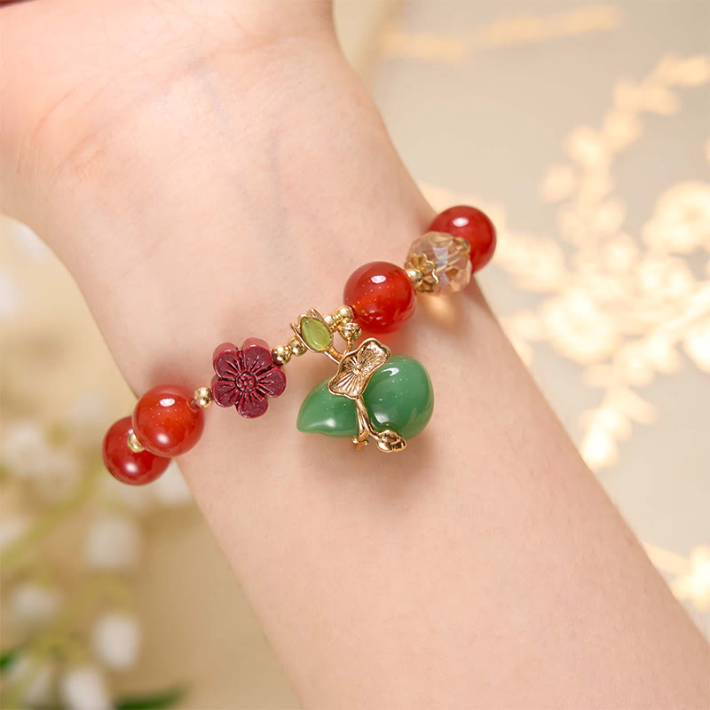 10mm Natural Red and Green Agate Confidence Bracelet
