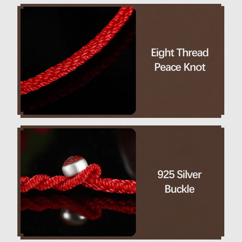 999 Gold Red String Bracelet with Eight Thread Peace Knot