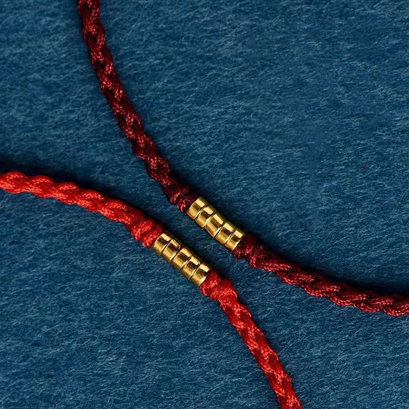 Red String Bracelet with Lucky Golden Beads | Protection & Luck