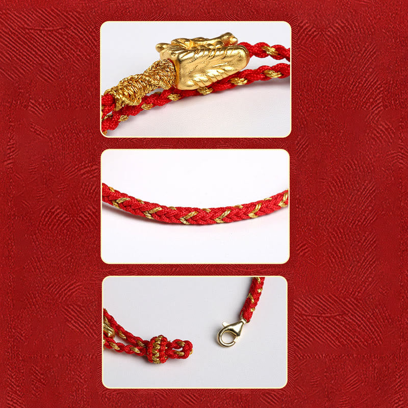 Dragon Luck Bracelet | 999 Sterling Silver Red String Protection