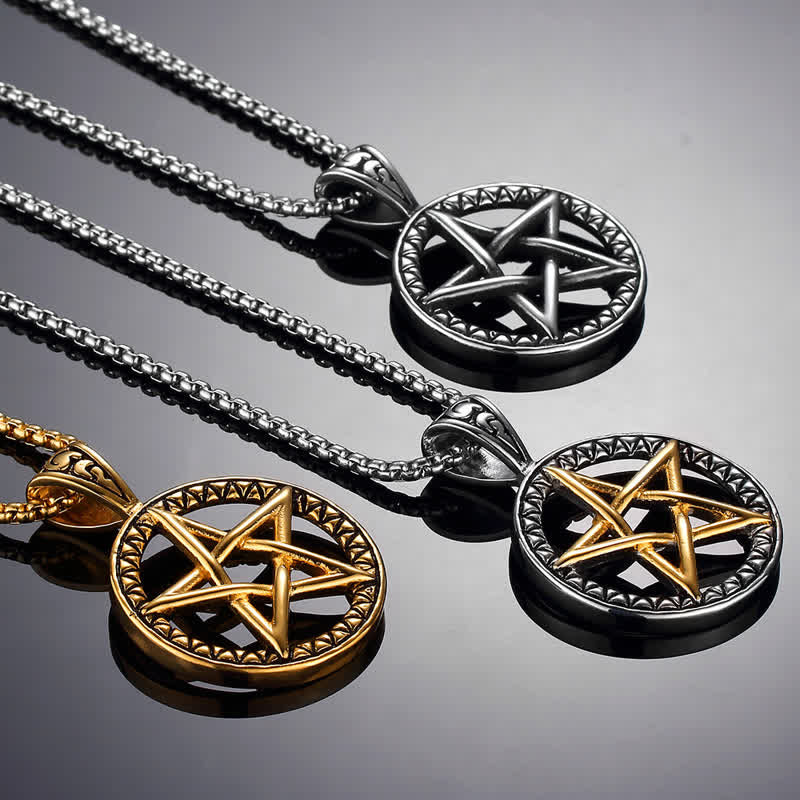 Pentagram Titanium Steel Balance Necklace for Spiritual Calming