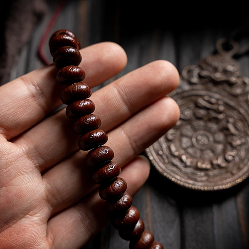 Purple Bodhi Seed & Hetian Jade Wisdom Bracelet 12mm