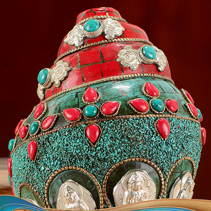 Tibetan Turquoise Shankha Conch Shell Zen Positive Decoration