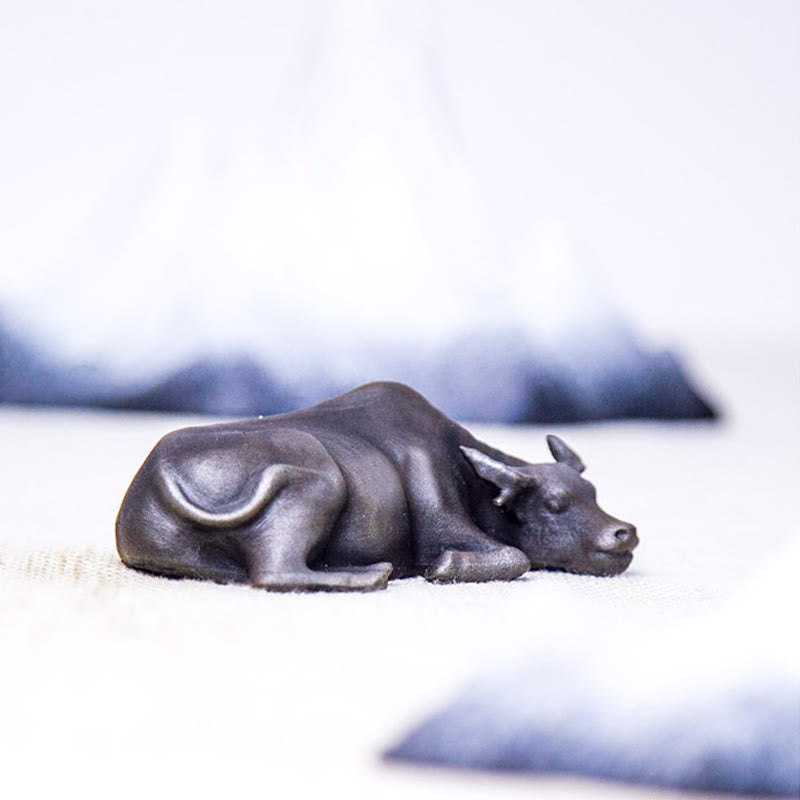 4in Water Buffalo Statue Iron Powder Resin | Feng Shui Decor