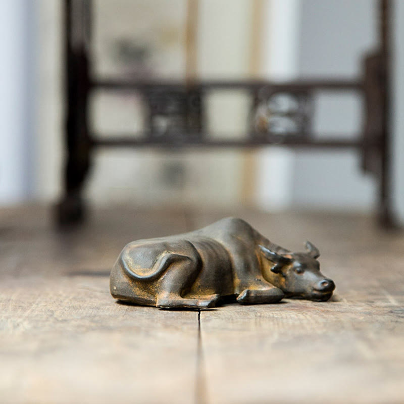 4in Water Buffalo Statue Iron Powder Resin | Feng Shui Decor